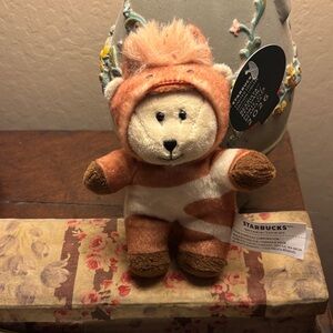 Starbucks Plush Bear in Orange and White Outfit